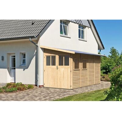 Karibu Holz-Gartenhaus Kristiansund Natur Pultdach Unbehandelt 178 cm x 352 cm Karibu Holz-Gartenhaus Kristiansund Natur Pultdach Unbehandelt 178 cm x 352 cm