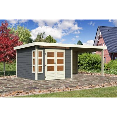Karibu Holz-Gartenhaus Kastberg Terragrau Flachdach Lackiert 270 cm x 270 cm Karibu Holz-Gartenhaus Kastberg Terragrau Flachdach Lackiert 270 cm x 270 cm