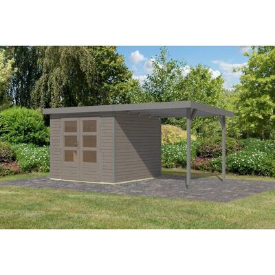 Karibu Gartenhaus Ernesto 3,5 D m. Anbaudach Wassergrau/Grau 209 x 238 x 242 cm Karibu Gartenhaus Ernesto 3,5 D m. Anbaudach Wassergrau/Grau 209 x 238 x 242 cm