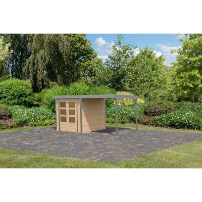 Karibu Gartenhaus Ernesto A m. Anbaudach Natur/Grau 208,5 x 209 x 213 cm Karibu Gartenhaus Ernesto A m. Anbaudach Natur/Grau 208,5 x 209 x 213 cm