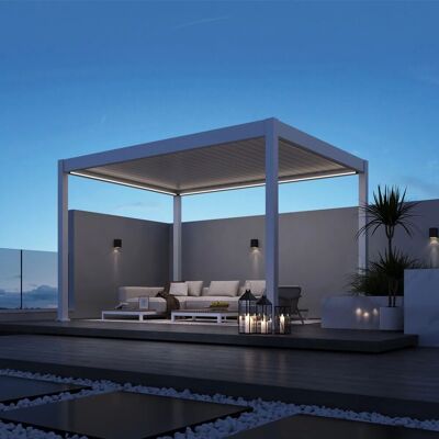 Weide E-Deluxe Plus, elektrische Pergola mit LED, Voll Aluminium, 3 x 4 M, motorisiertes Lamellendach weiss Weide E-Deluxe Plus, elektrische Pergola mit LED, Voll Aluminium, 3 x 4 M, motorisiertes Lamellendach weiss