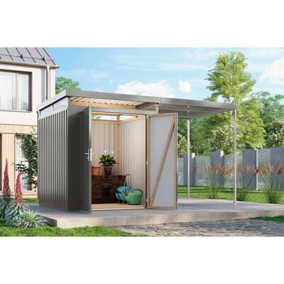 Karibu Metallgerätehaus Argos 2 mit Anbaudach 2 m Graualuminium Karibu Metallgerätehaus Argos 2 mit Anbaudach 2 m Graualuminium