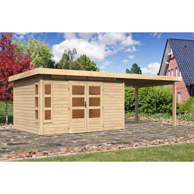 Karibu Holz-Gartenhaus Kastberg Naturbelassen Flachdach 360 cm x 240 cm Karibu Holz-Gartenhaus Kastberg Naturbelassen Flachdach 360 cm x 240 cm