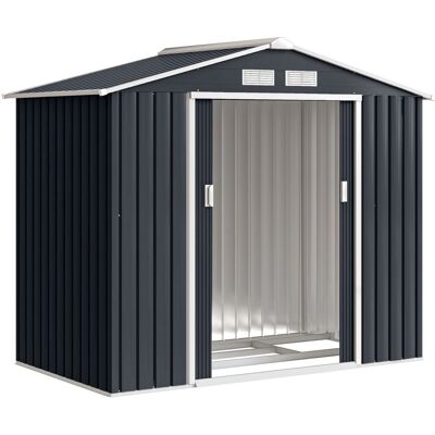 Outsunny Gerätehaus mit Pultdach Stahl Kohlegrau 213L x 130B x 185H cm Outsunny Gerätehaus mit Pultdach Stahl Kohlegrau 213L x 130B x 185H cm
