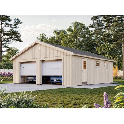 Palmako Garage Andre 44,7 m² mit Sektionaltoren Unbehandelt 665 x 739 cm Nordic+ Palmako Garage Andre 44,7 m² mit Sektionaltoren Unbehandelt 665 x 739 cm Nordic+