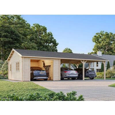 Palmako Garage Roger ohne Tor 956 x 550 cm Lackiert Dunkelgrau-Weiß FSC® Palmako Garage Roger ohne Tor 956 x 550 cm Lackiert Dunkelgrau-Weiß FSC®