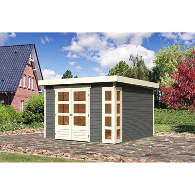 Karibu Holz-Gartenhaus Sölve Terragrau Flachdach Lackiert 298 cm x 302 cm Karibu Holz-Gartenhaus Sölve Terragrau Flachdach Lackiert 298 cm x 302 cm