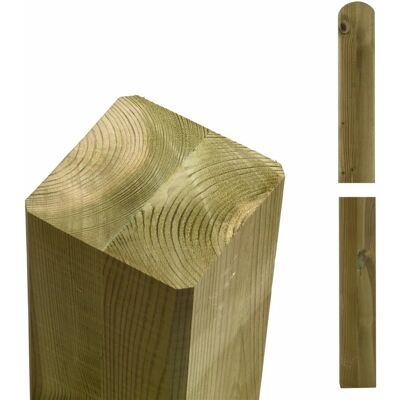 Plus Zaunpfosten Leimholz Kiefer druckimprägniert 9 cm x 9 cm x 268 cm Kopf gerundet Plus Zaunpfosten Leimholz Kiefer druckimprägniert 9 cm x 9 cm x 268 cm Kopf gerundet