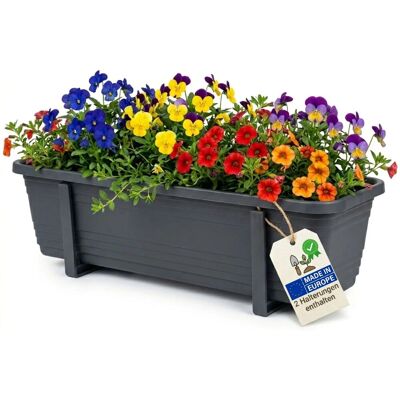 BigDean 3 Stück Blumenkasten Balkon 60cm Anthrazit Inklusive 6 Einstellbare Haltern Wetterfest BigDean 3 Stück Blumenkasten Balkon 60cm Anthrazit Inklusive 6 Einstellbare Haltern Wetterfest