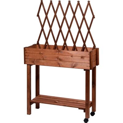 Dobar Rollbares Hochbeet mit Rankhilfe Braun 130 cm x 79 cm x 28,5 cm Dobar Rollbares Hochbeet mit Rankhilfe Braun 130 cm x 79 cm x 28,5 cm