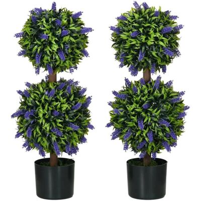 HOMCOM Künstliche Pflanzen 2er-Set UV-Beständig mit Lavendel HOMCOM Künstliche Pflanzen 2er-Set UV-Beständig mit Lavendel