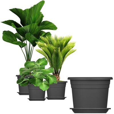 BigDean 3X Blumentopf Ø 30 cm Farbe Anthrazit & Untersetzer Kunststoff Pflanztopf Containertopf Übertopf Pflanzkübel Rund 30 x 21 cm Blumentöpfe BigDean 3X Blumentopf Ø 30 cm Farbe Anthrazit & Untersetzer Kunststoff Pflanztopf Containertopf Übertopf Pflanzkübel Rund 30 x 21 cm Blumentöpfe