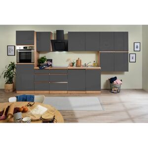 Respekta Premium Respekta Küchenzeile ohne E-Geräte 380 cm Grifflos Grau Hochglanz-Eiche Sägerau Respekta Premium Respekta Küchenzeile ohne E-Geräte 380 cm Grifflos Grau Hochglanz-Eiche Sägerau