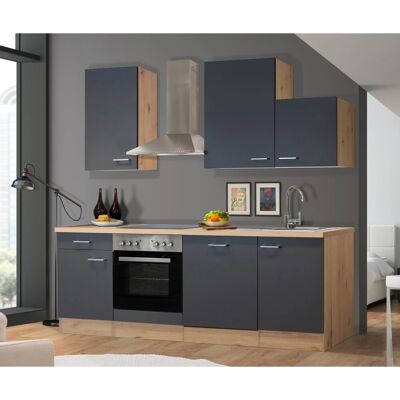 FlexWell Exclusiv Flex-Well Exclusiv Küchenzeile Morena 220 cm Basaltgrau Matt - San Remo Eiche FlexWell Exclusiv Flex-Well Exclusiv Küchenzeile Morena 220 cm Basaltgrau Matt - San Remo Eiche