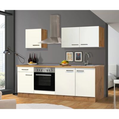 FlexWell Exclusiv Flex-Well Exclusiv Küchenzeile Vintea 210 cm Magnolia - Lancelot Oak FlexWell Exclusiv Flex-Well Exclusiv Küchenzeile Vintea 210 cm Magnolia - Lancelot Oak