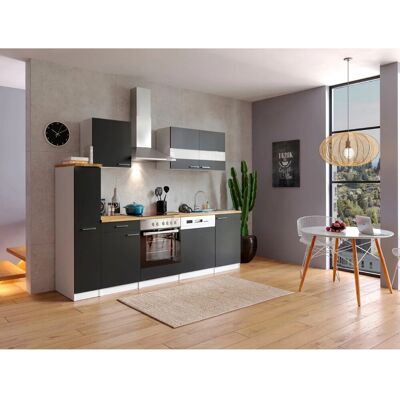Respekta Küchenzeile KB250WSC 250 cm Schwarz-Weiß Respekta Küchenzeile KB250WSC 250 cm Schwarz-Weiß