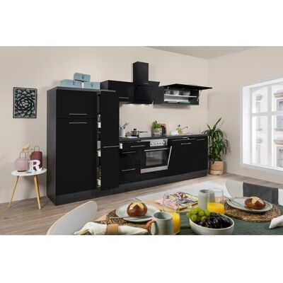 Respekta Premium Küchenzeile 310 cm Schwarz Hochglanz-Eiche Grau Respekta Premium Küchenzeile 310 cm Schwarz Hochglanz-Eiche Grau