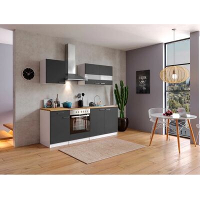 Respekta Küchenzeile KB210WGC 210 cm Grau-Weiß Respekta Küchenzeile KB210WGC 210 cm Grau-Weiß