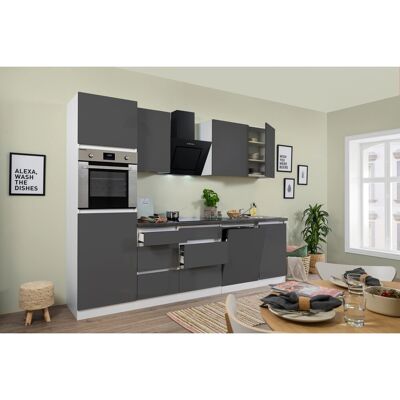 Respekta Premium Respekta Küchenzeile GLRP280HWG 280 cm Grau Hochglanz Granit-Optik Grifflos Respekta Premium Respekta Küchenzeile GLRP280HWG 280 cm Grau Hochglanz Granit-Optik Grifflos