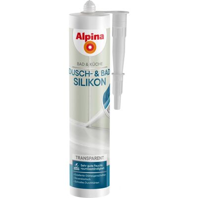 Alpina Dusch- und Bad-Silikon Bad & Küche Transparent 300 ml Alpina Dusch- und Bad-Silikon Bad & Küche Transparent 300 ml