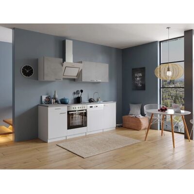 Respekta Economy Küchenzeile KB220WWBSC 220 cm Weiß-Beton Optik Respekta Economy Küchenzeile KB220WWBSC 220 cm Weiß-Beton Optik