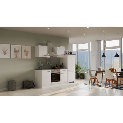 FlexWell Exclusiv Flex-Well Exclusiv Küchenzeile Joelina 220 cm Weiß matt - Beton Grau FlexWell Exclusiv Flex-Well Exclusiv Küchenzeile Joelina 220 cm Weiß matt - Beton Grau