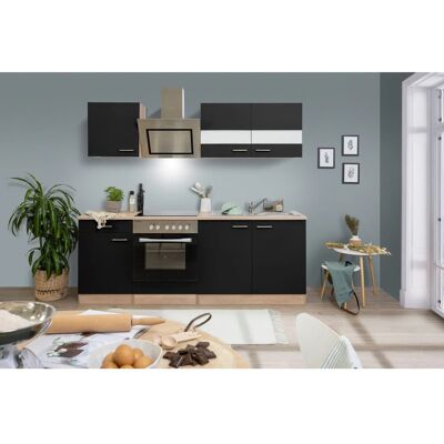 Respekta Economy Küchenzeile KB210ESSSC 210 cm Schwarz-Eiche Sägerau Respekta Economy Küchenzeile KB210ESSSC 210 cm Schwarz-Eiche Sägerau