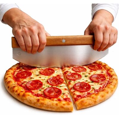 BigDean Pizzaschneider 32 Cm Aus Edelstahl Mit Holzgriff Profi Pizzamesser Pizza Cutter Als Wiegemesser Saubere Schnitte Ohne Belag Zu Verschieben Für BigDean Pizzaschneider 32 Cm Aus Edelstahl Mit Holzgriff Profi Pizzamesser Pizza Cutter Als Wiegemesser Saubere Schnitte Ohne Belag Zu Verschieben Für