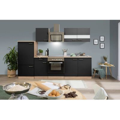 Respekta Economy Küchenzeile KB270ESSSC 270 cm Schwarz-Eiche Sägerau Respekta Economy Küchenzeile KB270ESSSC 270 cm Schwarz-Eiche Sägerau