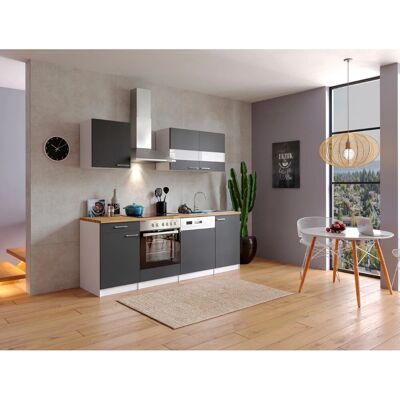 Respekta Küchenzeile KB220WGC 220 cm Grau-Weiß Respekta Küchenzeile KB220WGC 220 cm Grau-Weiß