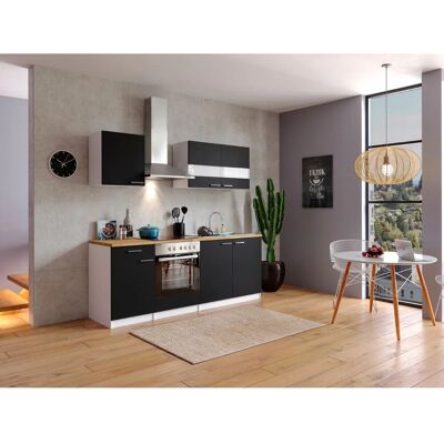 Respekta Küchenzeile KB210WSC 210 cm Schwarz-Weiß Respekta Küchenzeile KB210WSC 210 cm Schwarz-Weiß