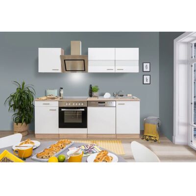 Respekta Economy Küchenzeile KB220ESWSC 220 cm Weiß-Eiche Sägerau Glänzend Respekta Economy Küchenzeile KB220ESWSC 220 cm Weiß-Eiche Sägerau Glänzend