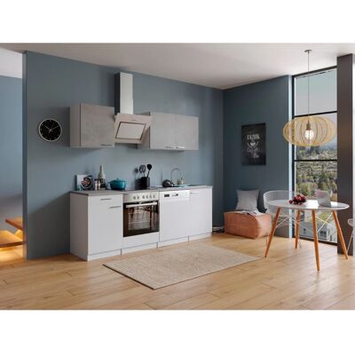 Respekta Economy Küchenzeile KB210WWBSC 210 cm Weiß-Beton Optik Respekta Economy Küchenzeile KB210WWBSC 210 cm Weiß-Beton Optik
