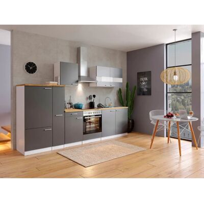 Respekta Küchenzeile KB300WGC 300 cm Grau-Weiß Respekta Küchenzeile KB300WGC 300 cm Grau-Weiß