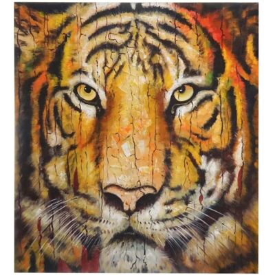MCW Tiger Wandbild - 100x90cm Handgemaltes Leinwandbild MCW Tiger Wandbild - 100x90cm Handgemaltes Leinwandbild