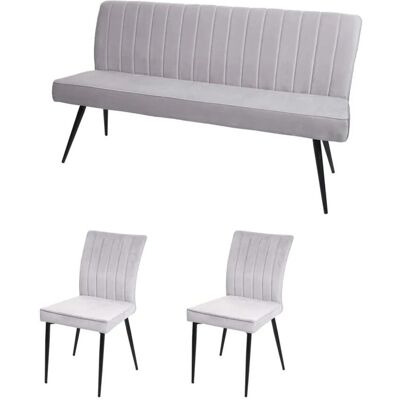 MCW K16 Hellgraues Esszimmer-Set - Stühle & Bank MCW K16 Hellgraues Esszimmer-Set - Stühle & Bank