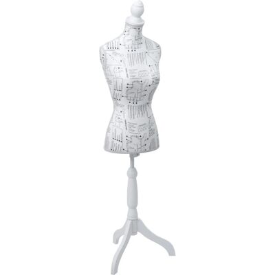 MCW Schneiderpuppe T220 Torso Weiblich Schaumstoff Weiß mit Skizzen MCW Schneiderpuppe T220 Torso Weiblich Schaumstoff Weiß mit Skizzen