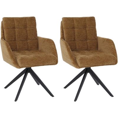 MCW 2er-Set Esszimmerstuhl Q36 Drehbar Auto-Return Stoff Chenille Senfgelb MCW 2er-Set Esszimmerstuhl Q36 Drehbar Auto-Return Stoff Chenille Senfgelb