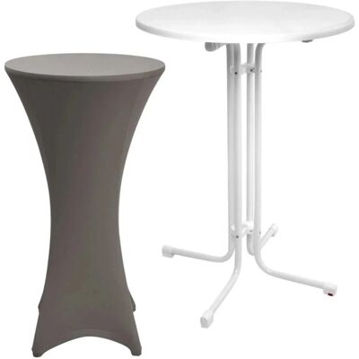 Beautissu Sylt Stehtisch Ø 80cm Weiß mit Stella Stehtischhusse Ø 80cm Anthrazit Beautissu Sylt Stehtisch Ø 80cm Weiß mit Stella Stehtischhusse Ø 80cm Anthrazit