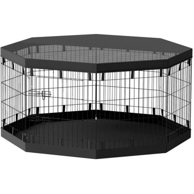 PawHut Pet Playpen Stahl Polyester Welpenlaufstall Schwarz Ø159 x 76H cm PawHut Pet Playpen Stahl Polyester Welpenlaufstall Schwarz Ø159 x 76H cm