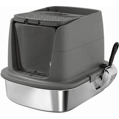 PawHut Katzentoilette Edelstahl Kunststoff 52,4L x 41,3B x 39,8H cm Dunkelgrau PawHut Katzentoilette Edelstahl Kunststoff 52,4L x 41,3B x 39,8H cm Dunkelgrau