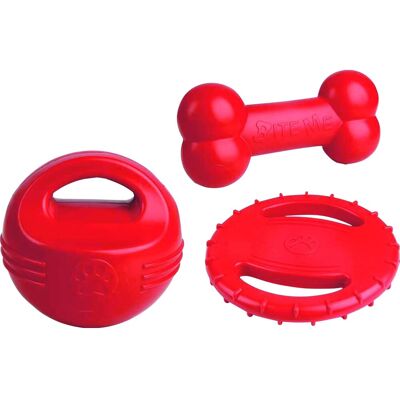 Heim Hunde-Spielzeug 3er-Set Rot Heim Hunde-Spielzeug 3er-Set Rot