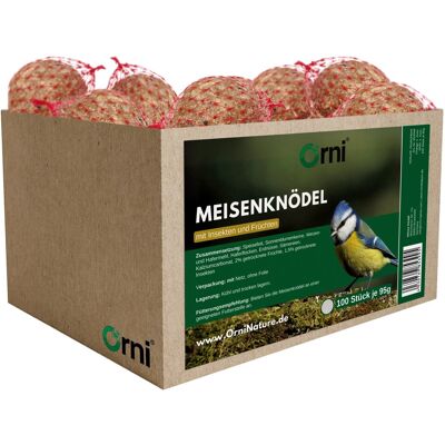 ORNI Insektenknödel mit Netz Meisenknödel mit Insekten für Wildvögel ORNI Insektenknödel mit Netz Meisenknödel mit Insekten für Wildvögel