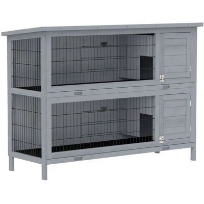PawHut Hasenstall Tannenholz 136,4 x 50 x 93cm Dunkelgrau PawHut Hasenstall Tannenholz 136,4 x 50 x 93cm Dunkelgrau