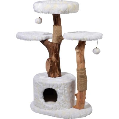 DOBAR Frosty Kratzbaum - 3 Ebenen, 1 Höhle, Holz & Plüsch DOBAR Frosty Kratzbaum - 3 Ebenen, 1 Höhle, Holz & Plüsch