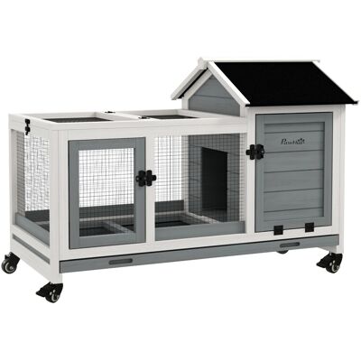 PawHut Hasenstall Tannenholz 108 x 58 x 73,5cm Hellgrau PawHut Hasenstall Tannenholz 108 x 58 x 73,5cm Hellgrau