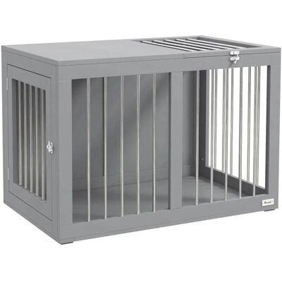 PawHut Hundekäfig für Zuhause Mittelgroße Hunde mit Türen Grau 80 x 50 x 56,5 cm PawHut Hundekäfig für Zuhause Mittelgroße Hunde mit Türen Grau 80 x 50 x 56,5 cm
