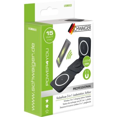 Schwaiger Ladeplatte LISM0031 Wireless 3in1 Schwarz Schwaiger Ladeplatte LISM0031 Wireless 3in1 Schwarz