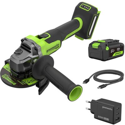 Greenworks Akku-Winkelschleifer-Set AG590A1 Pro 24 V Scheibe Ø 125 mm Greenworks Akku-Winkelschleifer-Set AG590A1 Pro 24 V Scheibe Ø 125 mm