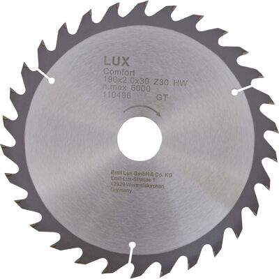 LUXTOOLS LUX-TOOLS HM-Kreissägeblatt 190 mm x 30 mm 30 Z LUXTOOLS LUX-TOOLS HM-Kreissägeblatt 190 mm x 30 mm 30 Z